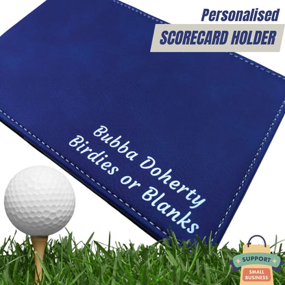 Custom Scorecard Holder | Blue with Silver Engraving