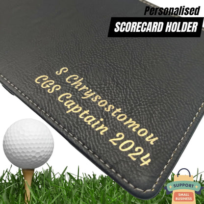 Custom Scorecard Holder | Black with Gold Engraving