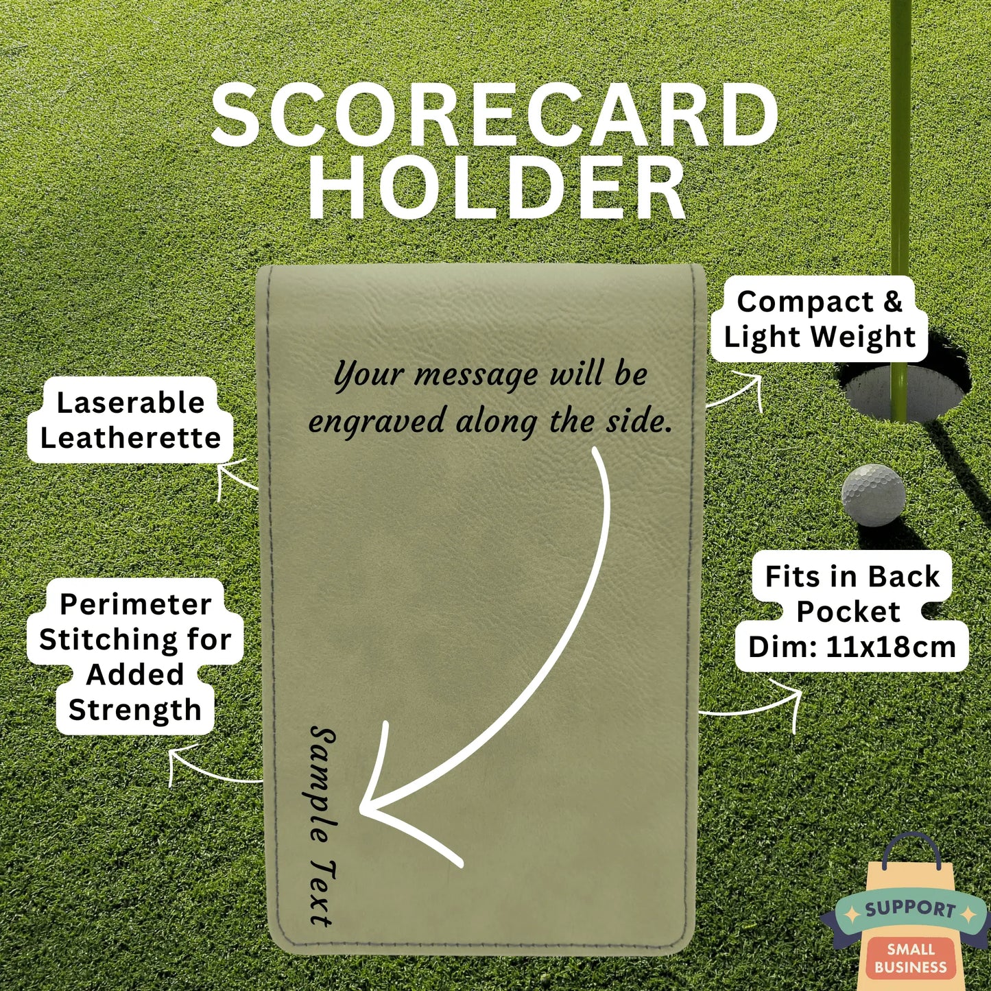 Custom Golf Scorecard Holder | Green | Matching Pencil