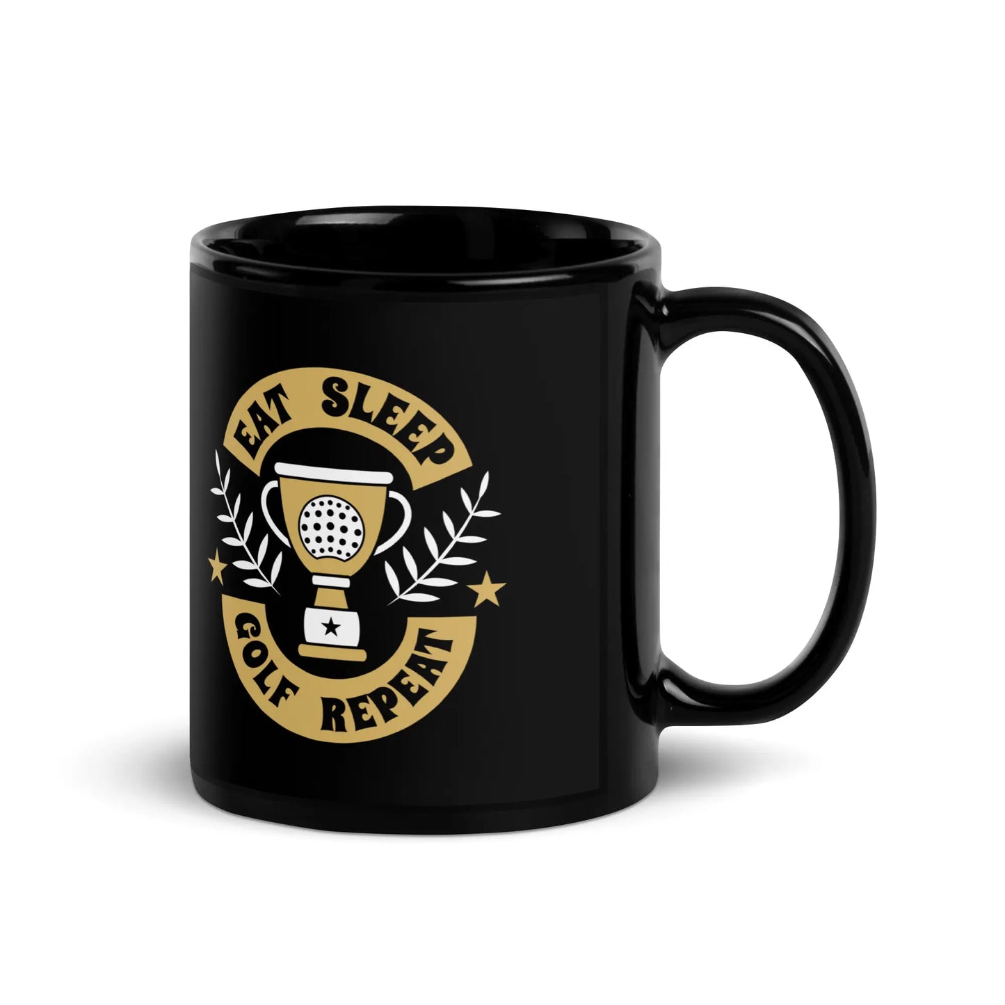 Golf Mug - Eat Sleep Golf Repeat - Black Glossy Mug 11oz