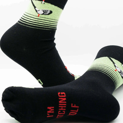 Golf Socks for Men | I'm Watching Golf Approach With Caution | Multicolour - Golf Gifts Direct