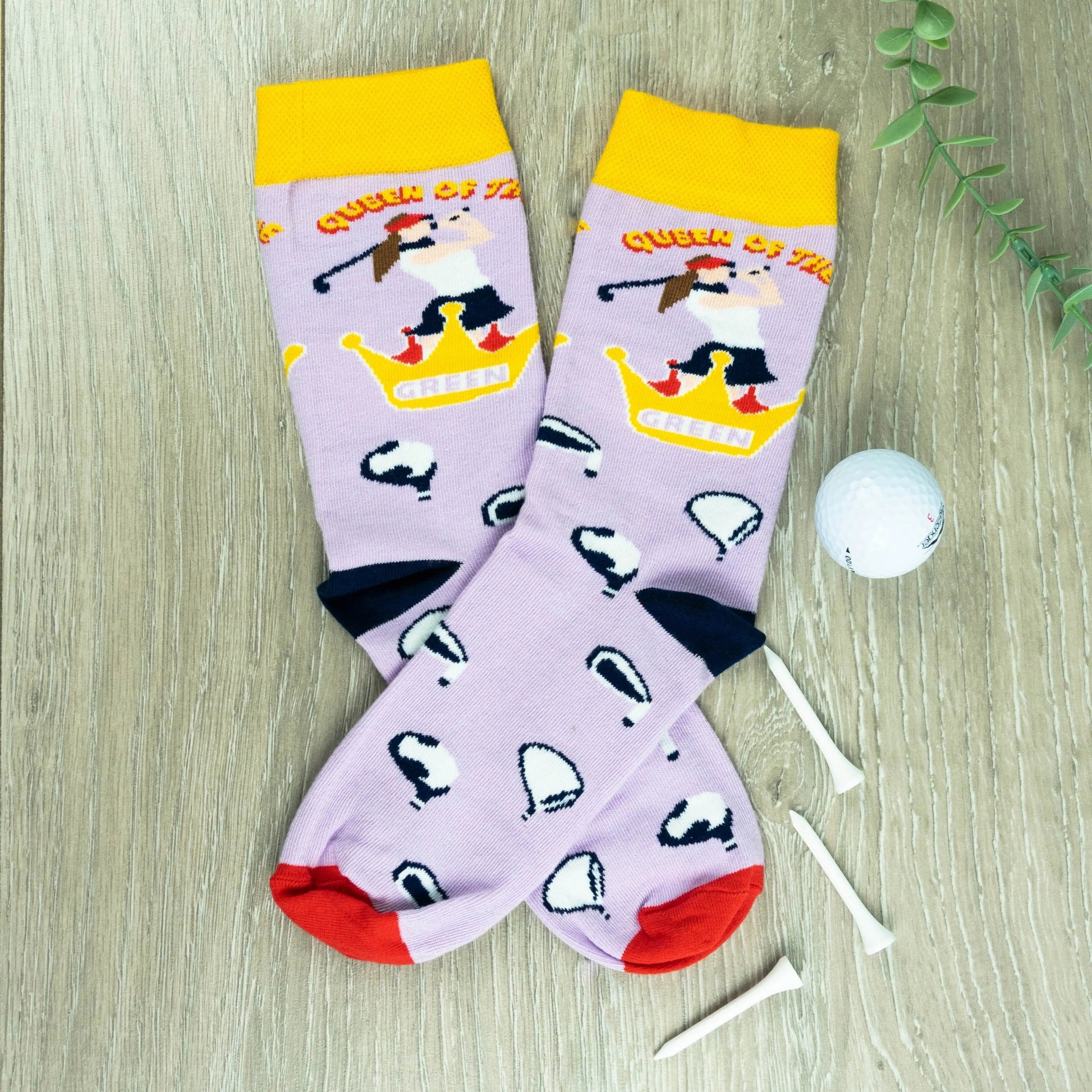 Ladies Golf Socks | Queen of The Green | Pink | Golf Gifts - Golf Gifts Direct