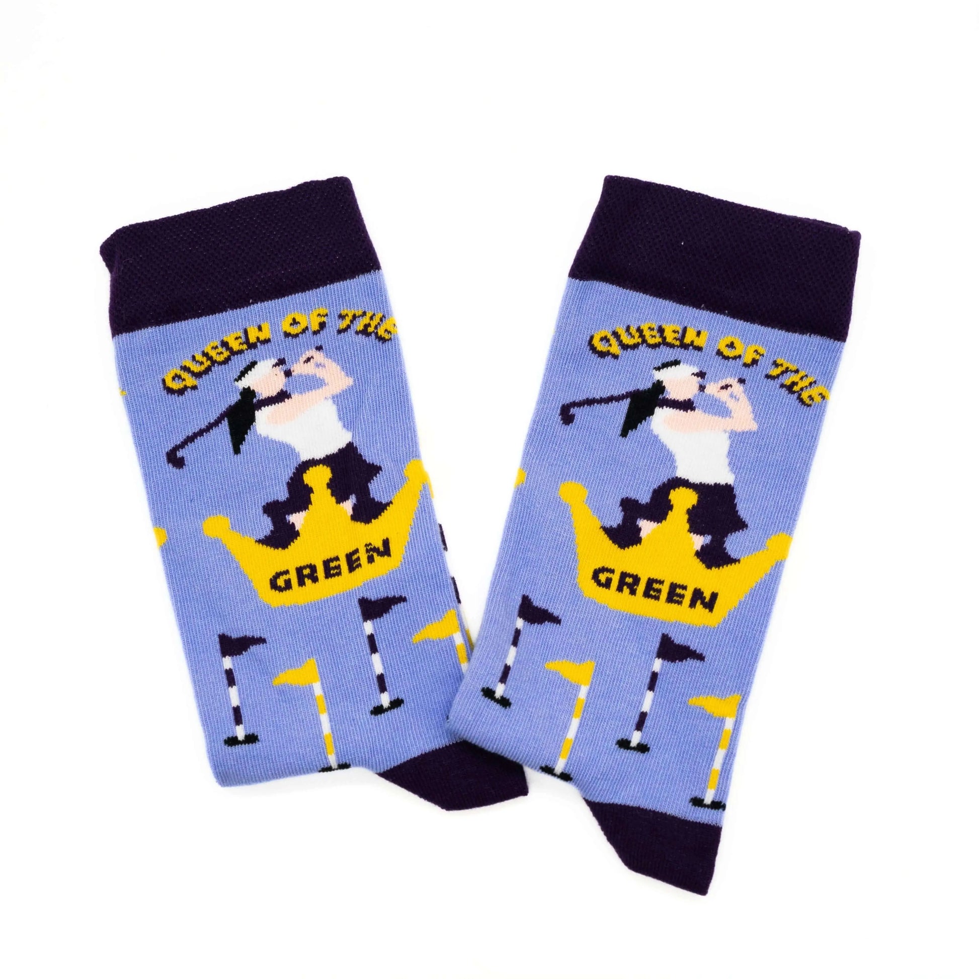 Ladies Golf Socks | Queen of The Green | Purple Multicolour | Women's Golf Gifts - Golf Gifts Direct